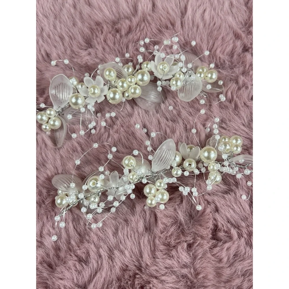Flowers Girl Hair Accessories 2 Pcs Crystal Pearls  Headband Bridal Wedding Hair